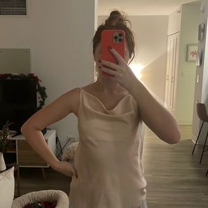 Nasty Gal Light Pink Scoop Neck Silk Tank